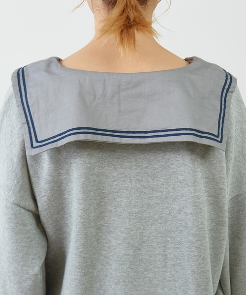 PUAL CE CIN(ピュアルセシン)の「セーラー襟チュニック(Tシャツ/カットソー・レディース・グレイッシュベージュ/グレー/ネイビー・FREE)」の8枚目の写真
