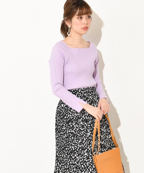 natural couture(ナチュラルクチュール)の「スクエアネックリブニット(ニット/セーター・レディース・ブルー/グリーン/グレイッシュベージュ/ラベンダー・FREE)」の15枚目の写真