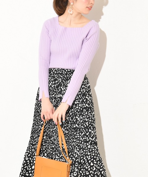 natural couture(ナチュラルクチュール)の「スクエアネックリブニット(ニット/セーター・レディース・ブルー/グリーン/グレイッシュベージュ/ラベンダー・FREE)」の16枚目の写真