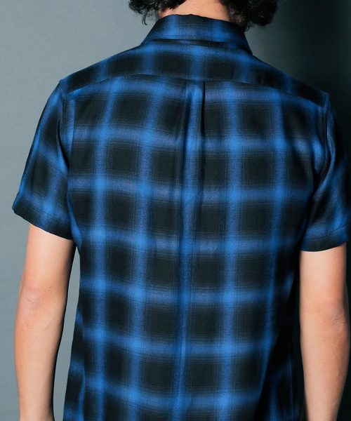 Magine(マージン)の「【Magine】RAYON OMBRE CHK MILITARY PKT SHIRTS S/S : レーヨンオンブレチェック ミリタリーシャツ(シャツ/ブラウス・メンズ・ブラック/レッド/ブルー・44/46/48)」の7枚目の写真