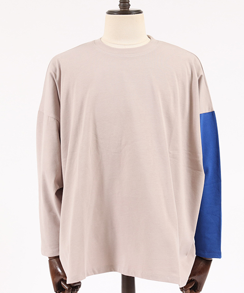 CAMBIO（カンビオ）の「mlt2579-One Arm 3-4 Sleeve Big Tee　ロングスリーブTシャツ（Tシャツ/カットソー・メンズ・グレー系その他/ホワイト×ブラック/ホワイト×ブルー/ブラック×イエロー・L/S/M）」の10枚目の写真