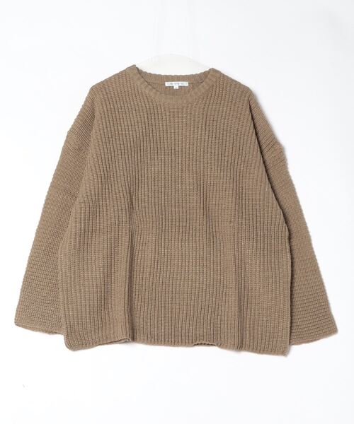 STYLEBLOCK（スタイルブロック）の「ビッグシルエット畦編みクルーネックニット（ニット/セーター・メンズ・カーキ/オフホワイト/ブラック/ベージュ・M/L）」の3枚目の写真