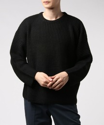 ビッグシルエット畦編みクルーネックニット