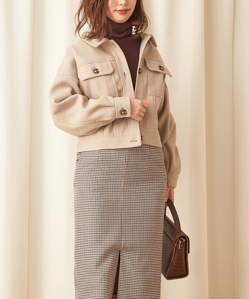 natural couture（ナチュラルクチュール）の「フェイクウールコンパクトブルゾン（ブルゾン・レディース・アイボリー/モカ/ベージュ系その他/ピンク・FREE）」の4枚目の写真