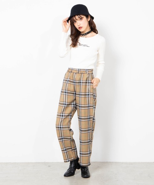 WEGO(ウィゴー)の「WEGO/チェーンチェックワイドパンツ(その他パンツ・レディース・ベージュ系その他2/ブルー系その他2/パープル系その他2/ブラック系その他2・FREE)」の18枚目の写真