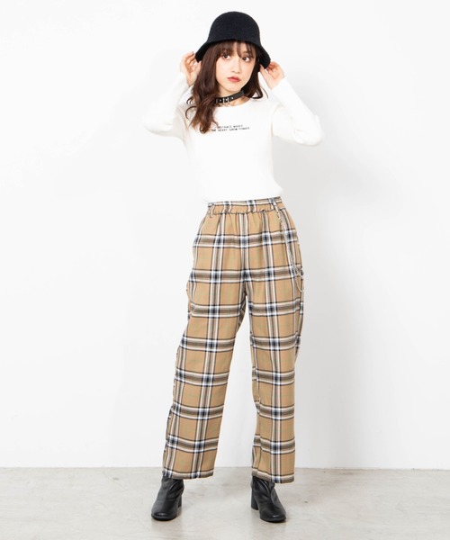 WEGO(ウィゴー)の「WEGO/チェーンチェックワイドパンツ(その他パンツ・レディース・ベージュ系その他2/ブルー系その他2/パープル系その他2/ブラック系その他2・FREE)」の11枚目の写真
