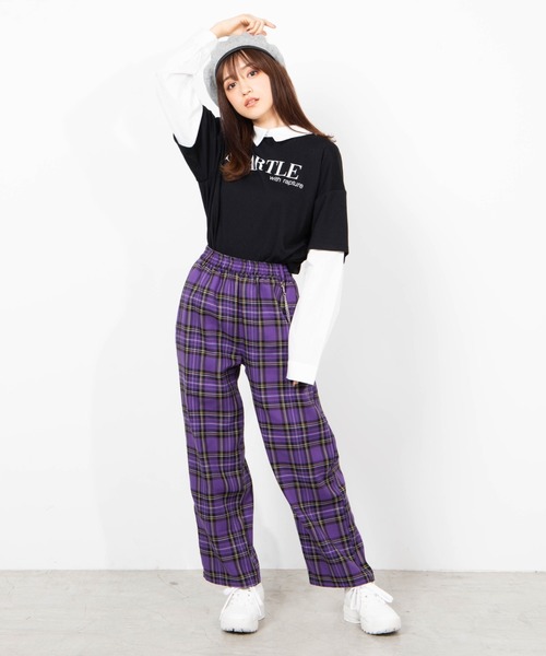 WEGO(ウィゴー)の「WEGO/チェーンチェックワイドパンツ(その他パンツ・レディース・ベージュ系その他2/ブルー系その他2/パープル系その他2/ブラック系その他2・FREE)」の14枚目の写真