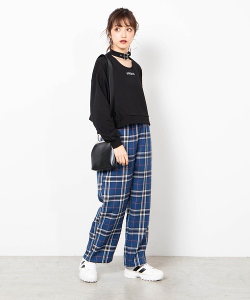 WEGO(ウィゴー)の「WEGO/チェーンチェックワイドパンツ(その他パンツ・レディース・ベージュ系その他2/ブルー系その他2/パープル系その他2/ブラック系その他2・FREE)」の15枚目の写真