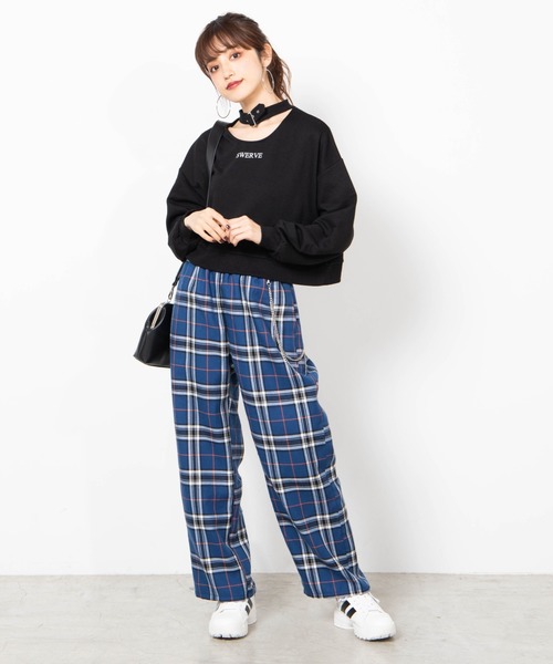WEGO(ウィゴー)の「WEGO/チェーンチェックワイドパンツ(その他パンツ・レディース・ベージュ系その他2/ブルー系その他2/パープル系その他2/ブラック系その他2・FREE)」の16枚目の写真
