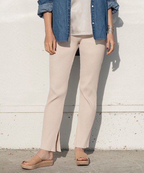 MARIE MILLER(マリー ミラー)の「Marie Miller RIB PANTS (マリーミラー リブパンツ)(その他パンツ・レディース・ブラック/ベージュ/カーキ/グリーン/キャメル・FREE)」の2枚目の写真
