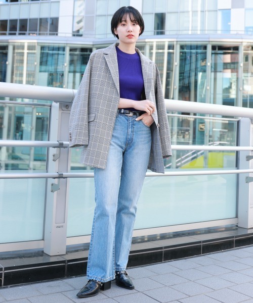 PAGEBOY（ページボーイ）の「TRロングテーラードジャケット（テーラードジャケット・レディース・チェック/グレイッシュベージュ/ベージュ・FREE）」の4枚目の写真