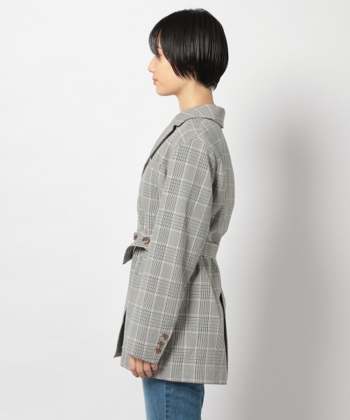 PAGEBOY（ページボーイ）の「TRロングテーラードジャケット（テーラードジャケット・レディース・チェック/グレイッシュベージュ/ベージュ・FREE）」の8枚目の写真