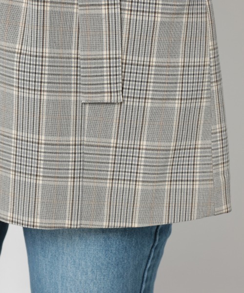 PAGEBOY（ページボーイ）の「TRロングテーラードジャケット（テーラードジャケット・レディース・チェック/グレイッシュベージュ/ベージュ・FREE）」の7枚目の写真