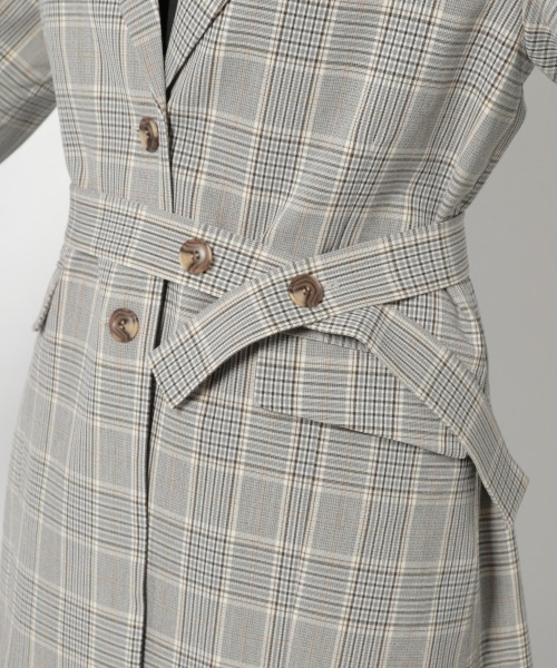 PAGEBOY（ページボーイ）の「TRロングテーラードジャケット（テーラードジャケット・レディース・チェック/グレイッシュベージュ/ベージュ・FREE）」の9枚目の写真