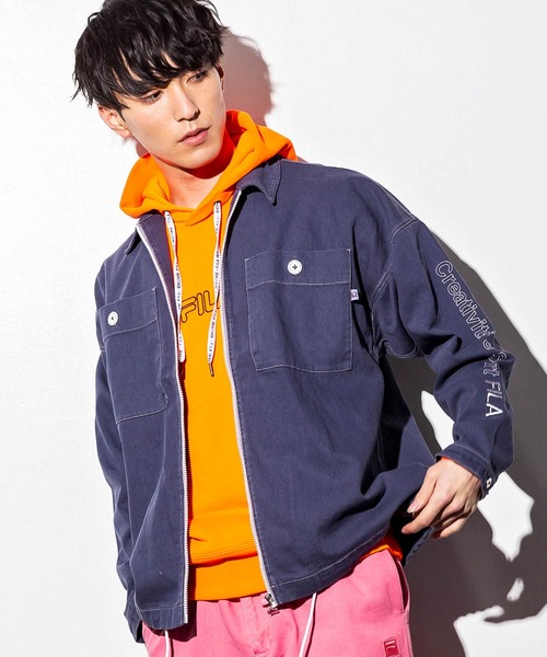 FILA（フィラ）の「FILA(フィラ)フルジップCPOジャケット（ブルゾン・メンズ・ベージュ/ピンク/ネイビー/ブルー・S/L/M）」の2枚目の写真