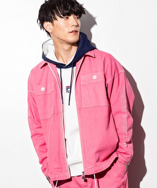 FILA（フィラ）の「FILA(フィラ)フルジップCPOジャケット（ブルゾン・メンズ・ベージュ/ピンク/ネイビー/ブルー・S/L/M）」の4枚目の写真