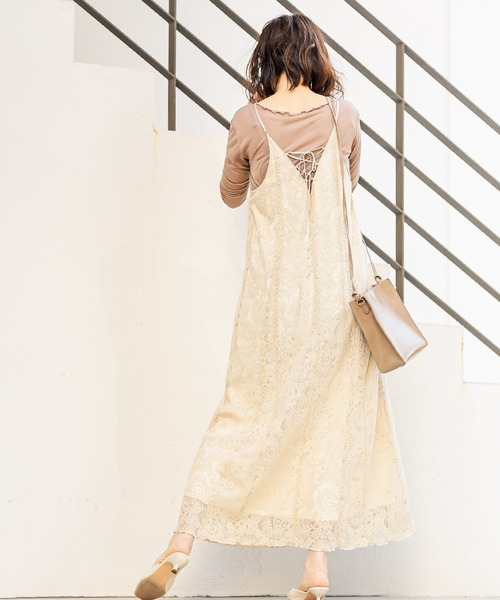 natural couture（ナチュラルクチュール）の「【WEB限定】レースアップキャミワンピ×メローTシャツセット（ワンピース・レディース・アイボリー/ミント/その他1/サックスブルー/ピンク・FREE）」の8枚目の写真