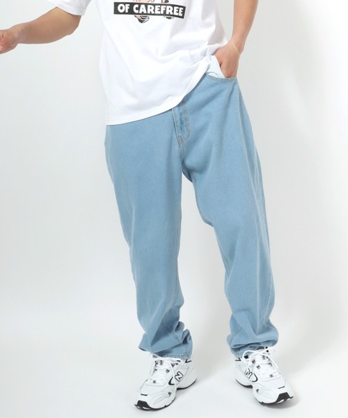 Salong hameu（サロン ハミュー）の「バギーシルエットワイドデニムパンツ メンズ レディース ユニセックス/タックパンツ/ジーンズ（デニムパンツ・メンズ・ブルー系その他/ライトインディゴブルー/ブルー系その他3/ワンウォッシュ/ブルー系その他4/ライトブルー/インディゴブルー/ブルー系その他2/ブラック/ブラック系その他2/ブラック系その他/チャコールグレー/ダークインディゴブルー/ホワイト系その他/アイボリー/ブルー系その他6/ケミカルウォッシュ/ブルー系その他5/ダークグリーン/ブラック系その他3/ブラック系その他4/グリーン系その他/ブラック系その他5・LARGE/MEDIUM/SMALL）」の15枚目の写真