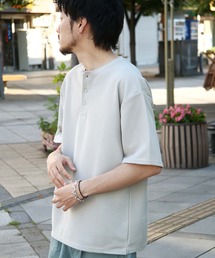 ZIP FIVE | ハリ感ドライワッフル　サーマル半端袖TEE【ビッグシルエット】【吸水速乾素材】【クルー/ヘンリーネック】(Tシャツ/カットソー)