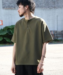 【ZIP FIVE】ハリ感ドライワッフル サーマル半端袖Tシャツ【ビッグシルエット】【吸水速乾素材】【クルー/ヘンリーネック】