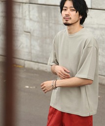 【ZIP FIVE】ハリ感ドライワッフル　サーマル半端袖Tシャツ【ビッグシルエット】【吸水速乾素材】【クルー/ヘンリーネック】