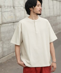 【ZIP FIVE】ハリ感ドライワッフル サーマル半端袖Tシャツ【ビッグシルエット】【吸水速乾素材】【クルー/ヘンリーネック】