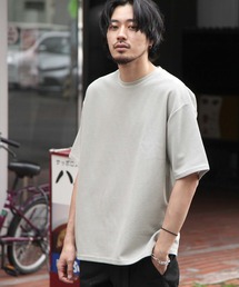ZIP FIVE | ハリ感ドライワッフル　サーマル半端袖TEE【ビッグシルエット】【吸水速乾素材】【クルー/ヘンリーネック】(Tシャツ/カットソー)