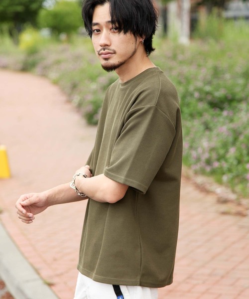 ZIP FIVE(ジップファイブ)の「【ZIP FIVE】ハリ感ドライワッフル サーマル半端袖Tシャツ【ビッグシルエット】【吸水速乾素材】【クルー/ヘンリーネック】(Tシャツ/カットソー・メンズ・ホワイト/ブラック/ベージュ/ネイビー/ブラウン/グレー/オリーブ/サックスブルー/グリーン/オートミール/ベージュ系その他/ホワイト系/ブラック系/グレー系/ブラウン系/ベージュ系/オリーブ系/グリーン系/ネイビー系/サックスブルー系・MEDIUM/LARGE/X-LARGE/SMALL)」の13枚目の写真