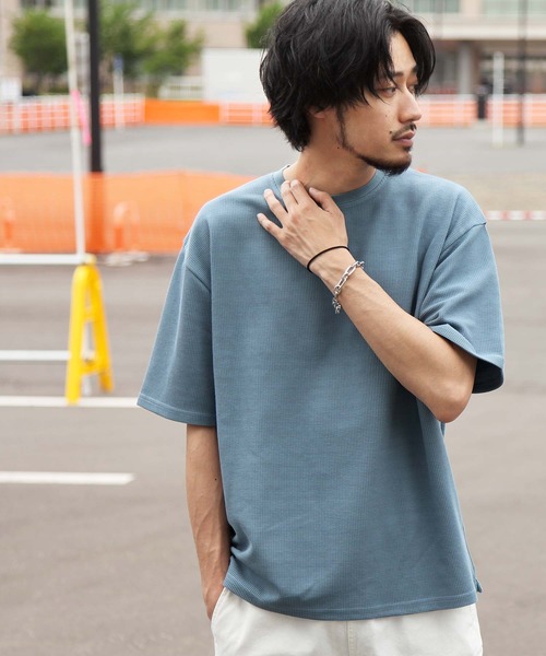 ZIP FIVE(ジップファイブ)の「【ZIP FIVE】ハリ感ドライワッフル サーマル半端袖Tシャツ【ビッグシルエット】【吸水速乾素材】【クルー/ヘンリーネック】(Tシャツ/カットソー・メンズ・ホワイト/ブラック/ベージュ/ネイビー/ブラウン/グレー/オリーブ/サックスブルー/グリーン/オートミール/ベージュ系その他/ホワイト系/ブラック系/グレー系/ブラウン系/ベージュ系/オリーブ系/グリーン系/ネイビー系/サックスブルー系・MEDIUM/LARGE/X-LARGE/SMALL)」の18枚目の写真