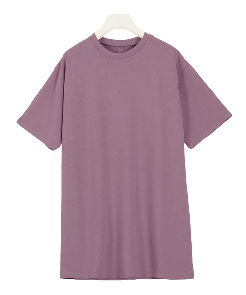 KOBE LETTUCE(コウベレタス)の「バックスリットビッグシルエットTシャツ(チュニック・レディース・ブラック/パープル/オフホワイト/グレイッシュベージュ・FREE)」の4枚目の写真