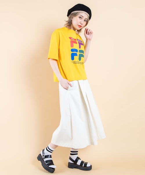 FILA(フィラ)の「∴WEGO/FILA レトロカラーロゴTシャツ(Tシャツ/カットソー・レディース・イエロー/ホワイト/ブラック・FREE)」の19枚目の写真