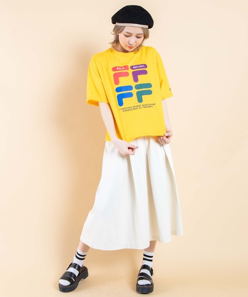 FILA(フィラ)の「∴WEGO/FILA レトロカラーロゴTシャツ(Tシャツ/カットソー・レディース・イエロー/ホワイト/ブラック・FREE)」の18枚目の写真