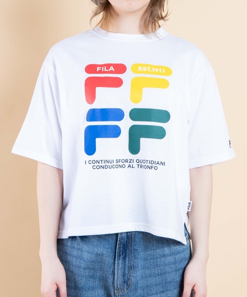FILA(フィラ)の「∴WEGO/FILA レトロカラーロゴTシャツ(Tシャツ/カットソー・レディース・イエロー/ホワイト/ブラック・FREE)」の17枚目の写真