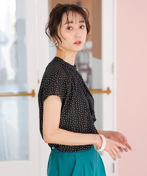 ボータイ風デザインブラウス シャツ ブラウス ボウタイ風タックデザインブラウス&frasl;洗える