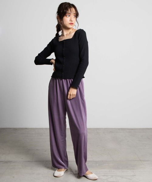 WEGO(ウィゴー)の「WEGO/ベロアコールワイドパンツ(スラックス・レディース・ブラック/パープル/ブラウン/アイボリー・FREE)」の13枚目の写真