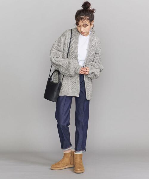 アイラブミスターミトンズ ボンバーニットカーディガン フード ケーブル 洗える I Love Mr Mittens】ケーブルボンバーニットカーディガン