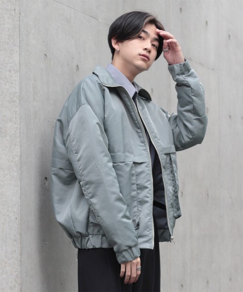 CREARE -LINO-（クレアーレリノ）の「ドロップショルダー オーバーサイズ 中綿 CPOブルゾン（ブルゾン・メンズ・ブラック/カーキ/グレイッシュブルー・FREE）」の3枚目の写真