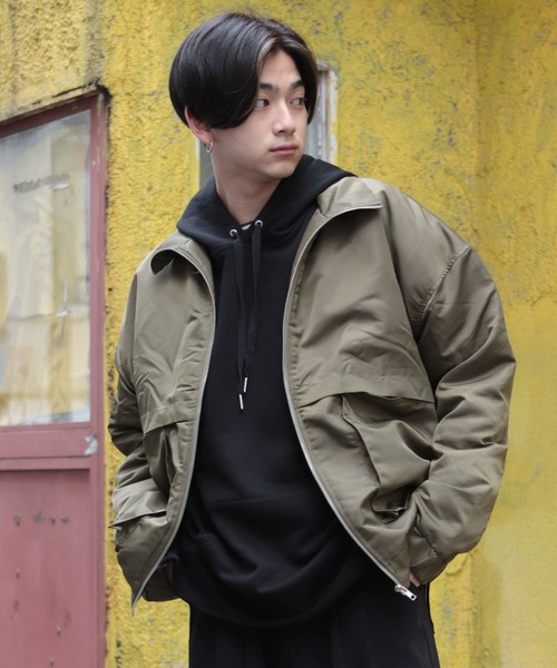 CREARE -LINO-（クレアーレリノ）の「ドロップショルダー オーバーサイズ 中綿 CPOブルゾン（ブルゾン・メンズ・ブラック/カーキ/グレイッシュブルー・FREE）」の11枚目の写真