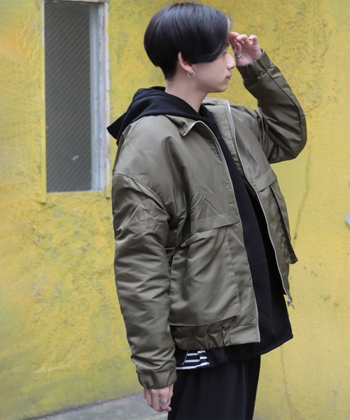 CREARE -LINO-（クレアーレリノ）の「ドロップショルダー オーバーサイズ 中綿 CPOブルゾン（ブルゾン・メンズ・ブラック/カーキ/グレイッシュブルー・FREE）」の12枚目の写真