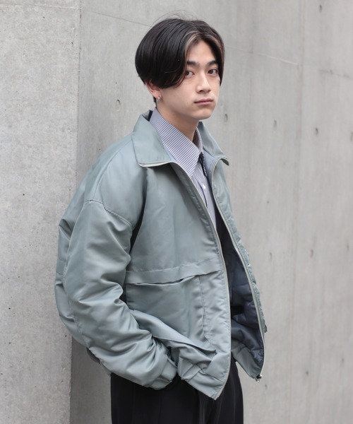 CREARE -LINO-（クレアーレリノ）の「ドロップショルダー オーバーサイズ 中綿 CPOブルゾン（ブルゾン・メンズ・ブラック/カーキ/グレイッシュブルー・FREE）」の18枚目の写真