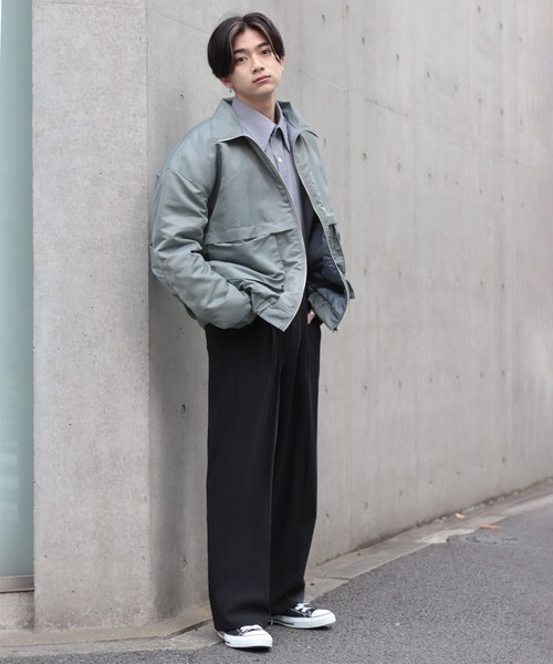 CREARE -LINO-（クレアーレリノ）の「ドロップショルダー オーバーサイズ 中綿 CPOブルゾン（ブルゾン・メンズ・ブラック/カーキ/グレイッシュブルー・FREE）」の22枚目の写真