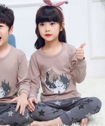 DAY CLOSET | キッズ　長袖プリント柄リラックスコットンルームウェアパジャマ 上下2点セット(ルームウェア/パジャマ)