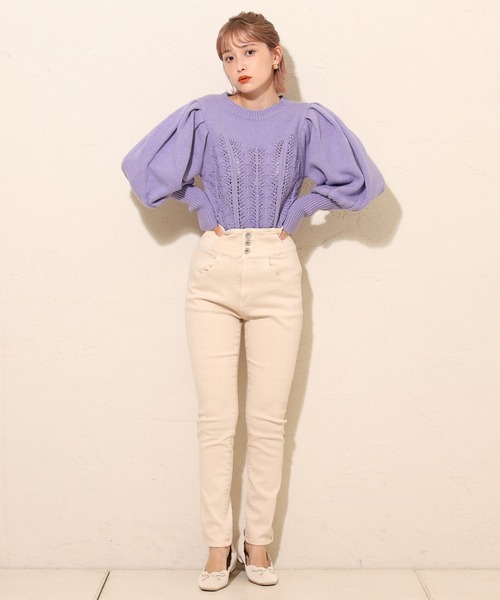 one after another NICE CLAUP（ワンアフターアナザーナイスクラップ）の「バックレースアップスキニーパンツ（その他パンツ・レディース・アイボリー/ブラック系その他/ブラウン・SMALL/MEDIUM）」の12枚目の写真