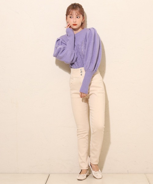 one after another NICE CLAUP（ワンアフターアナザーナイスクラップ）の「バックレースアップスキニーパンツ（その他パンツ・レディース・アイボリー/ブラック系その他/ブラウン・SMALL/MEDIUM）」の14枚目の写真