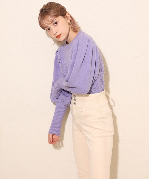 one after another NICE CLAUP（ワンアフターアナザーナイスクラップ）の「バックレースアップスキニーパンツ（その他パンツ・レディース・アイボリー/ブラック系その他/ブラウン・SMALL/MEDIUM）」の7枚目の写真