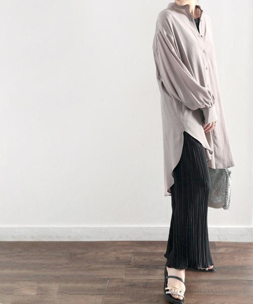 classicalelf（クラシカルエルフ）の「たっぷりドレープで上品さをプラス。バンドカラーシアーシャツ（シャツ/ブラウス・レディース・ホワイト/ベージュ/モカ・MEDIUM/LARGE/X-LARGE）」の17枚目の写真