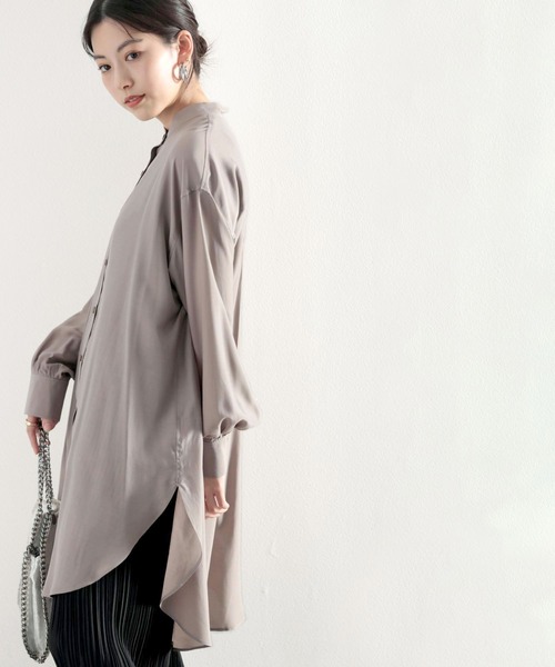 classicalelf（クラシカルエルフ）の「たっぷりドレープで上品さをプラス。バンドカラーシアーシャツ（シャツ/ブラウス・レディース・ホワイト/ベージュ/モカ・MEDIUM/LARGE/X-LARGE）」の13枚目の写真