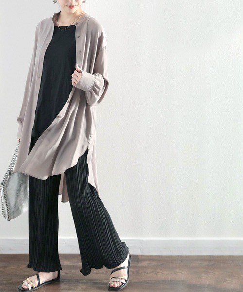 classicalelf（クラシカルエルフ）の「たっぷりドレープで上品さをプラス。バンドカラーシアーシャツ（シャツ/ブラウス・レディース・ホワイト/ベージュ/モカ・MEDIUM/LARGE/X-LARGE）」の15枚目の写真