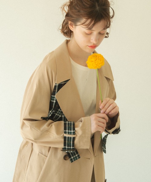 zephyr trench coat/チェックプリーツトレンチコート（トレンチ