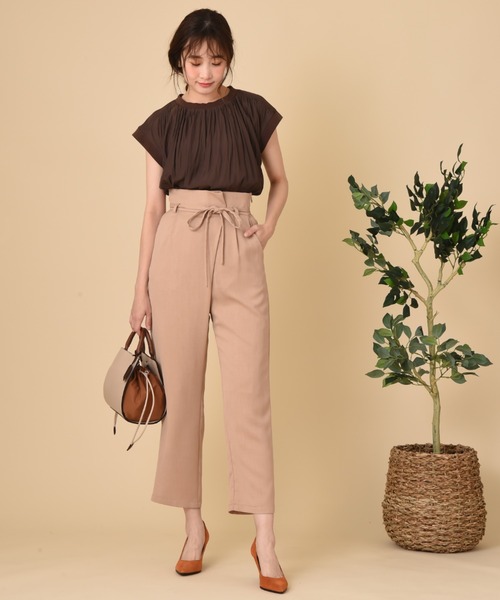 INTERPLANET（インタープラネット）の「リネンライクサップラップ風パンツ（その他パンツ・レディース・ライトグレー/ベージュ/ダークブラウン・FREE）」の9枚目の写真